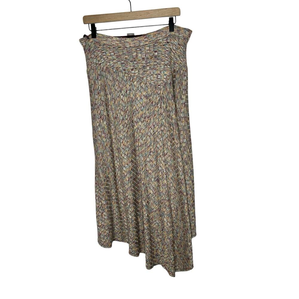 VANESSA VIRGINIA MULTICOLOR‎ MIDI STRETCH COMFORT ASYMMETRIC SKIRT SIZE M